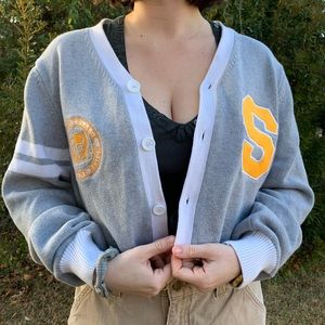 Cropped SCAD Letterman Cardigan